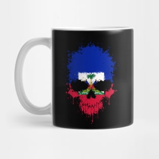 Chaotic Haitian Flag Splatter Skull Mug